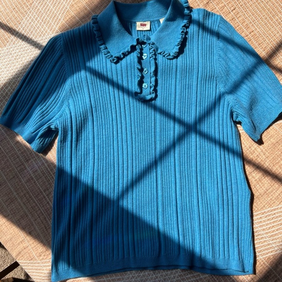 Levis Short Sleeve Sweater Polo Blue Xl 
